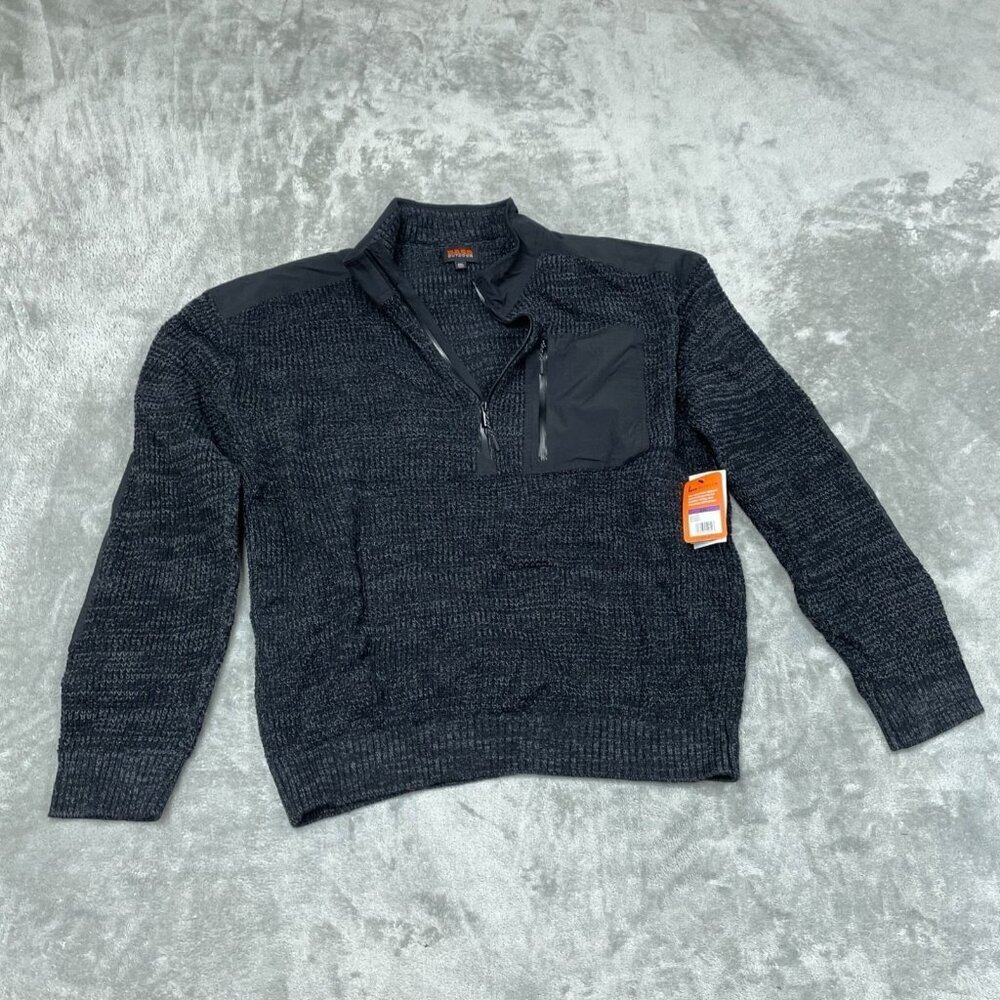 Bass Outdoor Mixed Sweater XXL Black Beauty 1/4 Zip Pullover NWT 6405